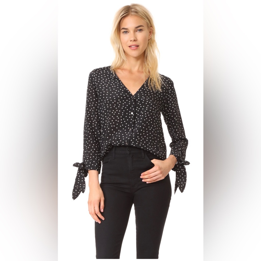Madewell Silk Star Scatter Tie Sleeve Top